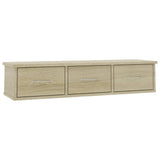 Wall-mounted Drawer Shelf Sonoma Oak 88x26x18.5 cm Engineered Wood - Front View