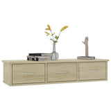 Wall-mounted Drawer Shelf Sonoma Oak 88x26x18.5 cm Engineered Wood - Side View