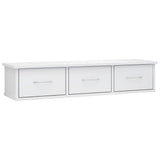 Wall-mounted Drawer Shelf High Gloss White 88x26x18.5 cm Engineered Wood - Front View