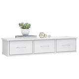 Wall-mounted Drawer Shelf High Gloss White 88x26x18.5 cm Engineered Wood - Side View