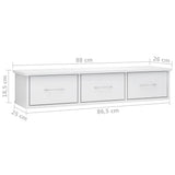 Wall-mounted Drawer Shelf High Gloss White 88x26x18.5 cm Engineered Wood - Close-Up Angle