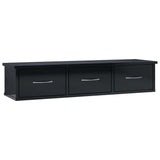 Wall-mounted Drawer Shelf High Gloss Black 88x26x18.5 cm Engineered Wood