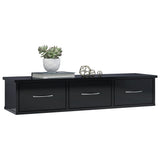 Wall-mounted Drawer Shelf High Gloss Black 88x26x18.5 cm Engineered Wood