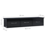 Wall-mounted Drawer Shelf High Gloss Black 88x26x18.5 cm Engineered Wood - Close-Up Angle