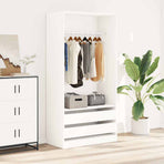 Wardrobe White 100x50x200 cm Engineered Wood