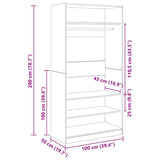 Wardrobe Black 100x50x200 cm Engineered Wood - Extra Image