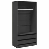 Wardrobe Grey 100x50x200 cm Engineered Wood - Front View
