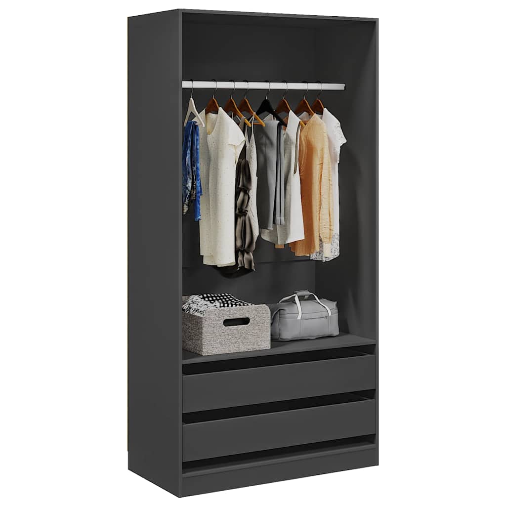 Wardrobe Grey 100x50x200 cm Engineered Wood