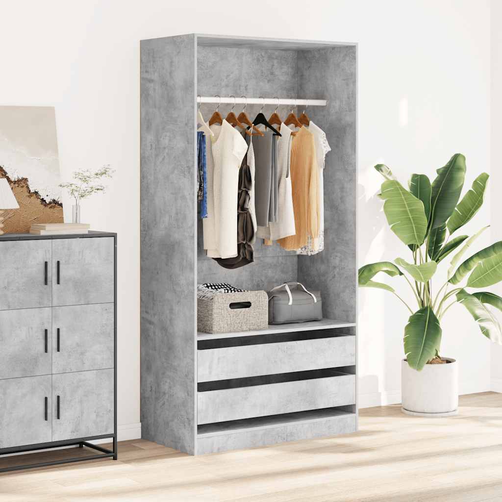 Wardrobe Concrete Grey 100x50x200 cm Engineered Wood