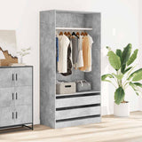 Wardrobe Concrete Grey 100x50x200 cm Engineered Wood