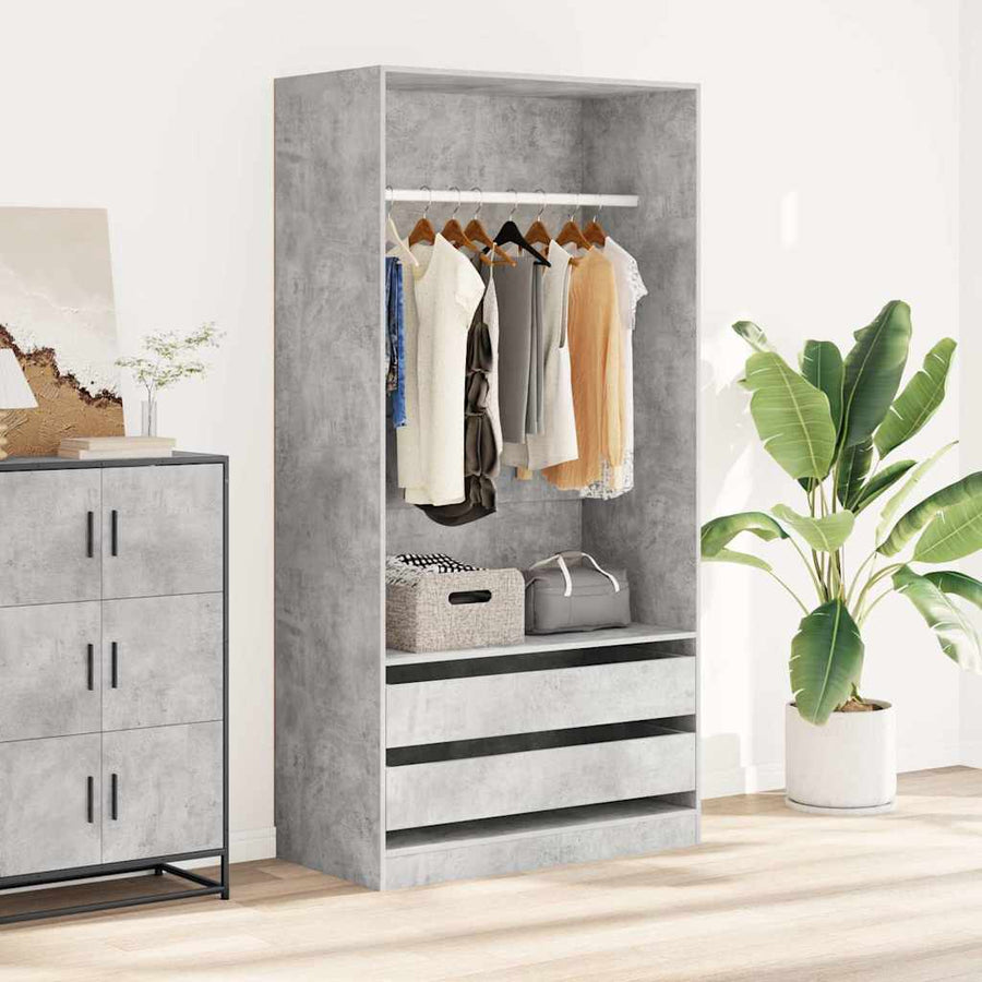 Wardrobe Concrete Grey 100x50x200 cm Engineered Wood