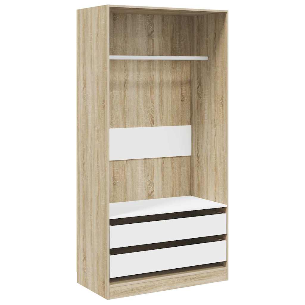 Wardrobe White and Sonoma Oak 100x50x200 cm Engineered Wood