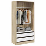 Wardrobe White and Sonoma Oak 100x50x200 cm Engineered Wood - Side View