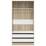 Wardrobe White and Sonoma Oak 100x50x200 cm Engineered Wood - Top-Down View