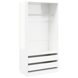 Wardrobe High Gloss White 100x50x200 cm Engineered Wood - Front View