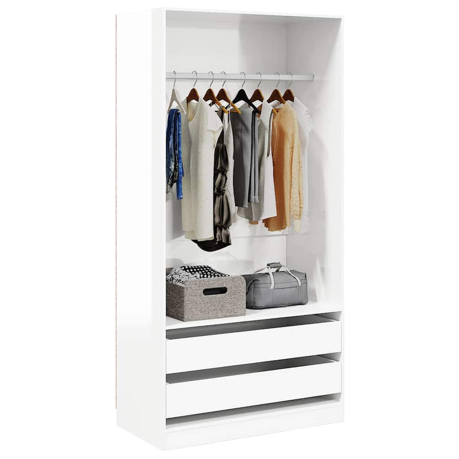 Wardrobe High Gloss White 100x50x200 cm Engineered Wood