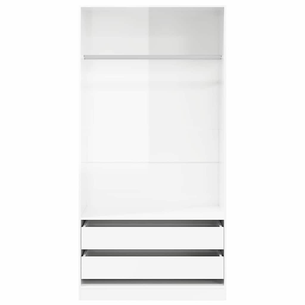 Wardrobe High Gloss White 100x50x200 cm Engineered Wood