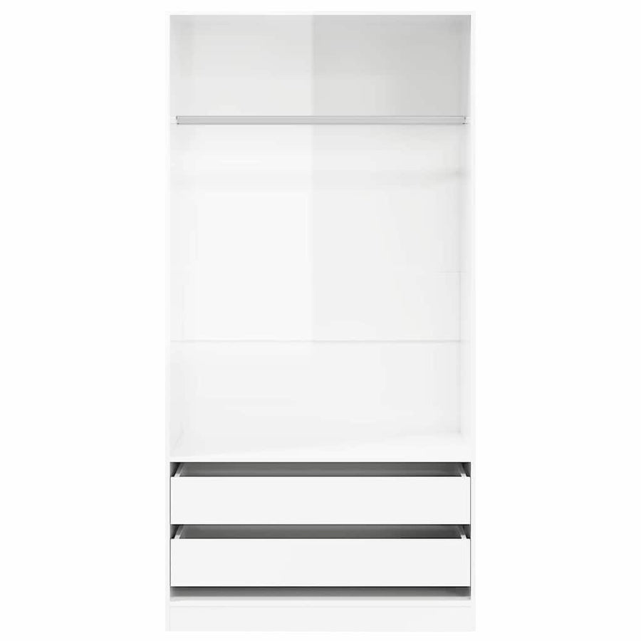 Wardrobe High Gloss White 100x50x200 cm Engineered Wood