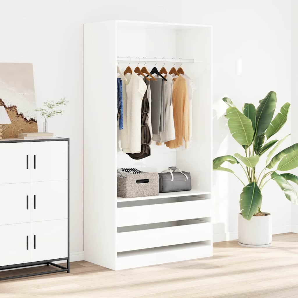 Wardrobe High Gloss White 100x50x200 cm Engineered Wood