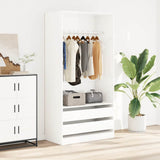 Wardrobe High Gloss White 100x50x200 cm Engineered Wood