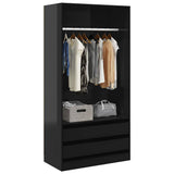 Wardrobe High Gloss Black 100x50x200 cm Engineered Wood