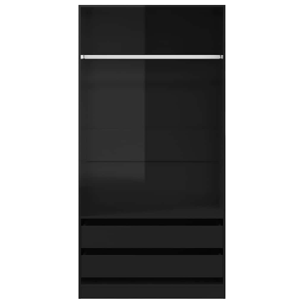 Wardrobe High Gloss Black 100x50x200 cm Engineered Wood