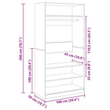 Wardrobe High Gloss Black 100x50x200 cm Engineered Wood - Extra Image
