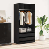 Wardrobe High Gloss Black 100x50x200 cm Engineered Wood