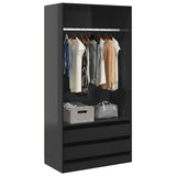 Wardrobe High Gloss Grey 100x50x200 cm Engineered Wood
