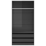Wardrobe High Gloss Grey 100x50x200 cm Engineered Wood