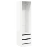 Wardrobe with Drawers High Gloss White 50x50x200 cm Engineered Wood