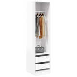 Wardrobe with Drawers High Gloss White 50x50x200 cm Engineered Wood - Side View