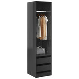 Wardrobe with Drawers High Gloss Grey 50x50x200 cm Engineered Wood