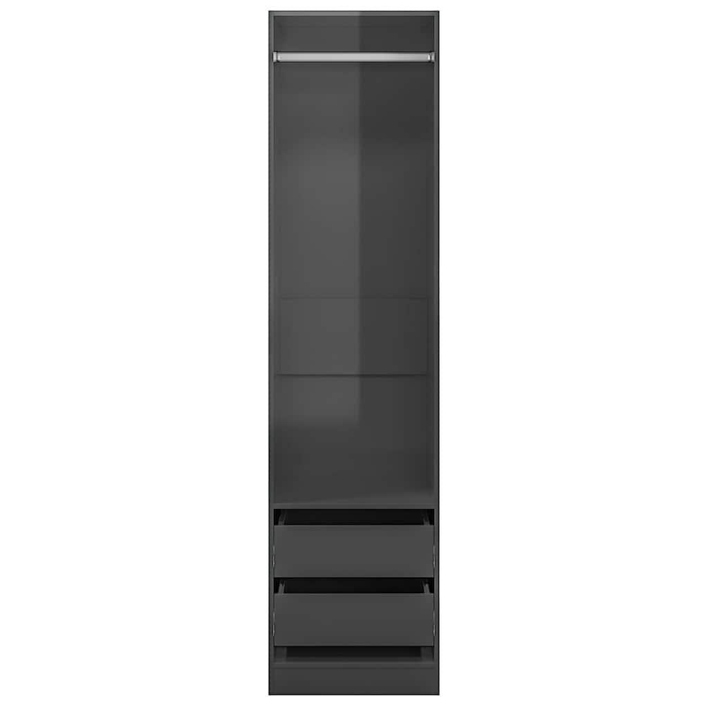 Wardrobe with Drawers High Gloss Grey 50x50x200 cm Engineered Wood