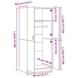 Wardrobe White 80x52x180 cm Engineered Wood