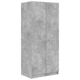 Wardrobe Concrete Grey 80x52x180 cm Engineered Wood - Front View