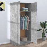Wardrobe Concrete Grey 80x52x180 cm Engineered Wood - Side View