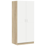 Wardrobe White and Sonoma Oak 80x52x180 cm Engineered Wood