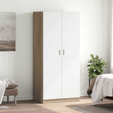 Wardrobe White and Sonoma Oak 80x52x180 cm Engineered Wood