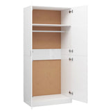 Wardrobe High Gloss White 80x52x180 cm Engineered Wood - 45-Degree Angle