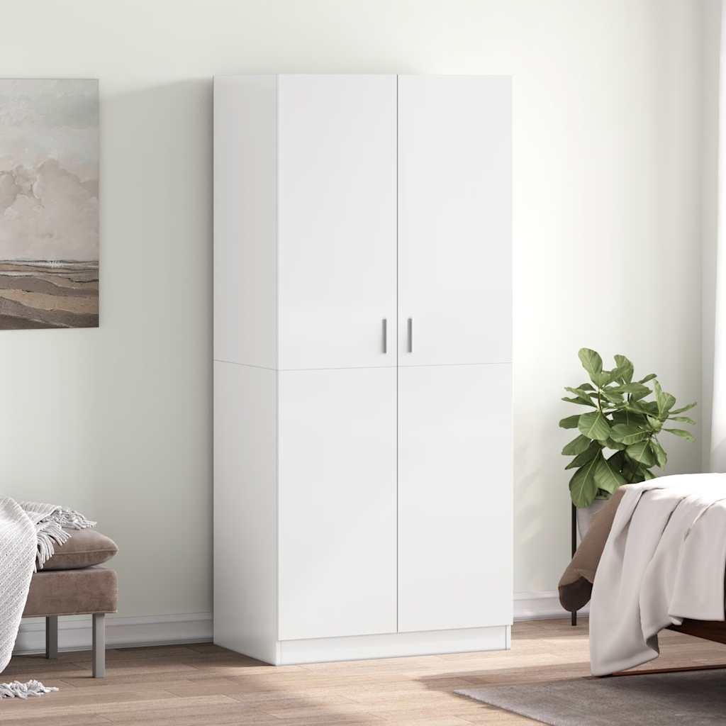 Wardrobe High Gloss White 80x52x180 cm Engineered Wood