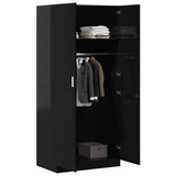 Wardrobe High Gloss Black 80x52x180 cm Engineered Wood