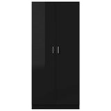 Wardrobe High Gloss Black 80x52x180 cm Engineered Wood - Rear View