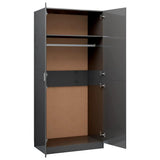 Wardrobe High Gloss Grey 80x52x180 cm Engineered Wood - 45-Degree Angle