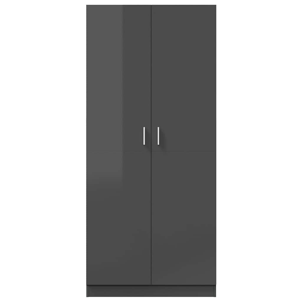 Wardrobe High Gloss Grey 80x52x180 cm Engineered Wood