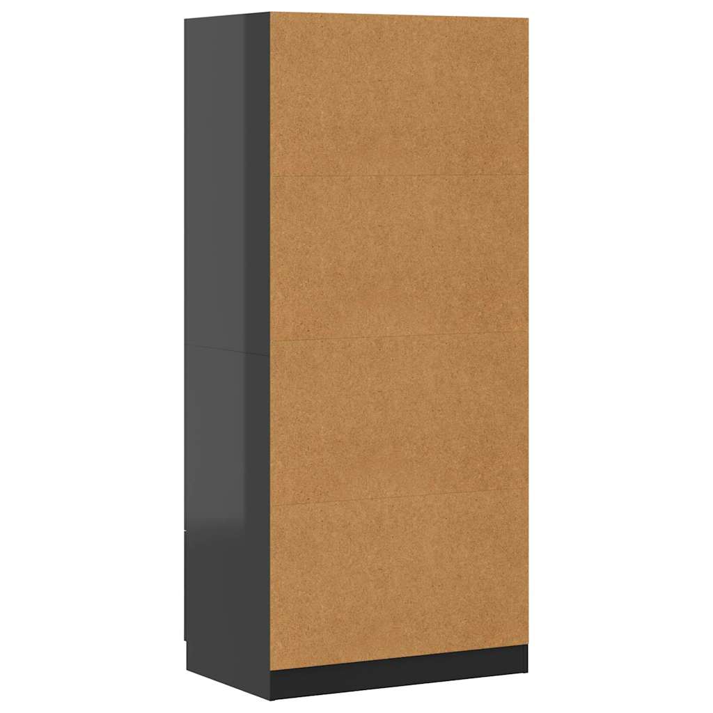 Wardrobe High Gloss Grey 80x52x180 cm Engineered Wood