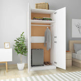 Wardrobe White 90x52x200 cm Engineered Wood - Side View