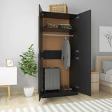 Wardrobe Black 90x52x200 cm Engineered Wood - Side View