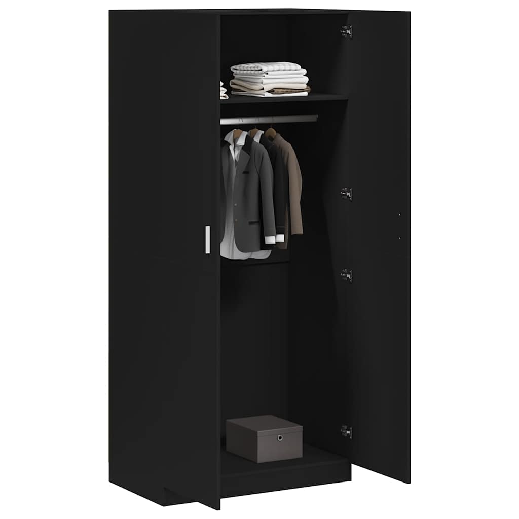 Wardrobe Black 90x52x200 cm Engineered Wood