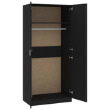 Wardrobe Black 90x52x200 cm Engineered Wood - 45-Degree Angle